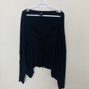 Kaliyana Black Cardigan Single Button Ribbed Wide Sleeve Size M